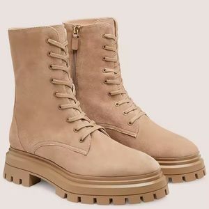 Stuart Weitzman BEDFORD SLEEK LACE-UP BOOTIE